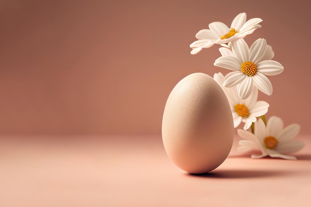 Easter egg with spring flowers Generative AI