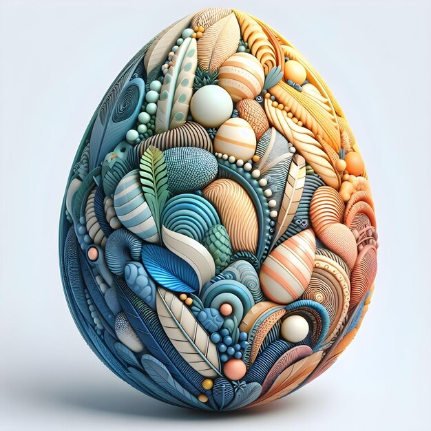 Easter Eggs 3d illustration colorful pattern hand painted