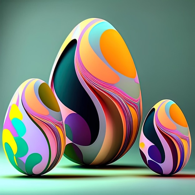 Easter eggs background Colorful Festive Easter Abstractly Decorated Eggs