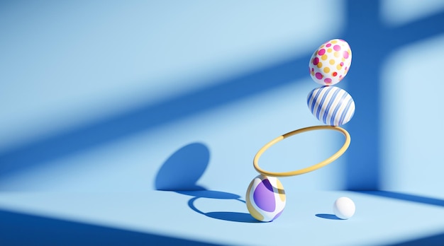 Easter eggs balanced creative meditation 3d render