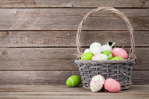 Easter eggs in basket