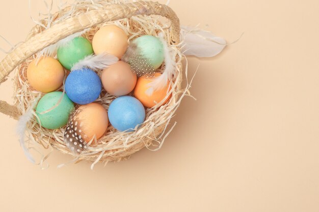 Easter eggs in a basket.