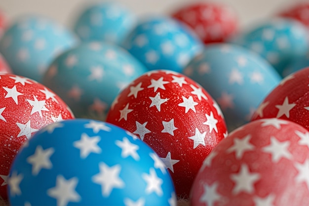 Photo easter eggs blue red white stars