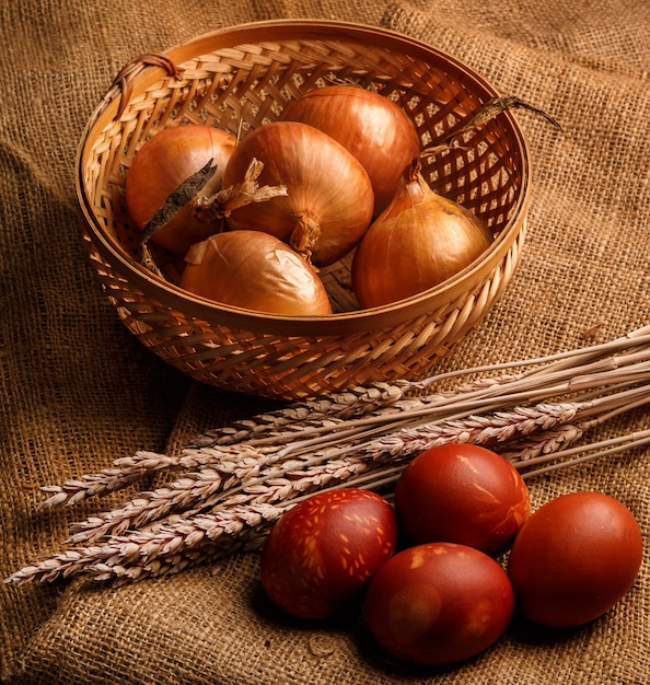 easter eggs for celebration on table