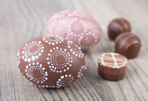 Easter eggs and chocolate truffle