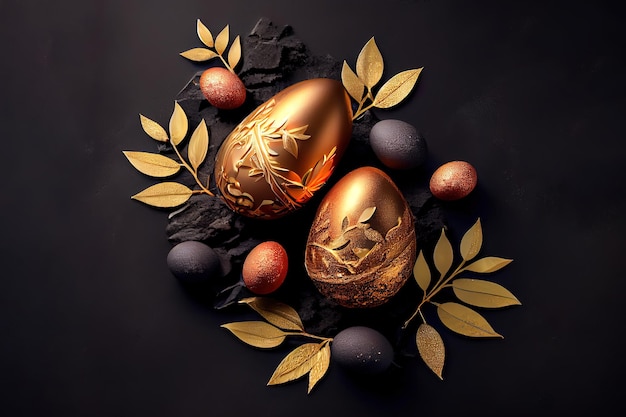 Easter eggs decorated hanging Generative Ai