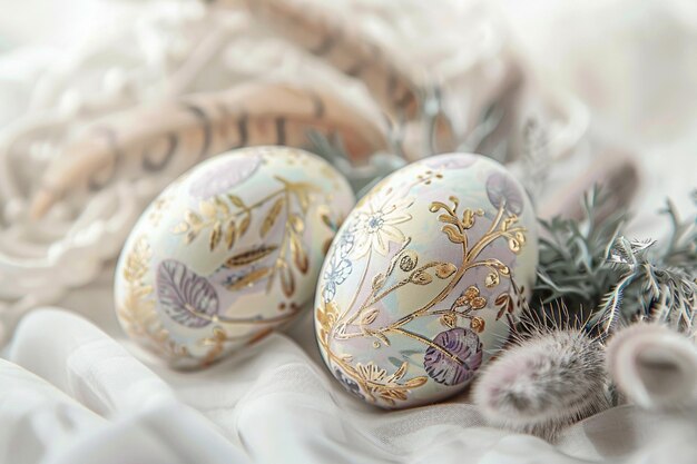 Photo easter eggs decorated with decoupage and stamp