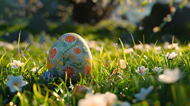 Photo easter eggs in the grass