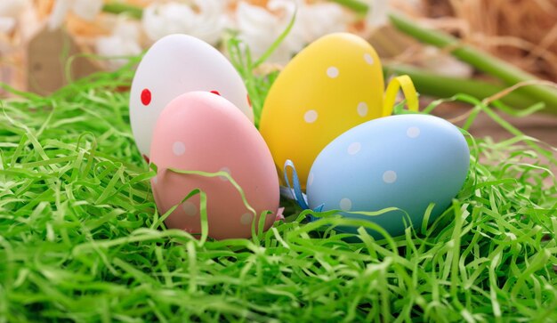 Easter eggs on grass