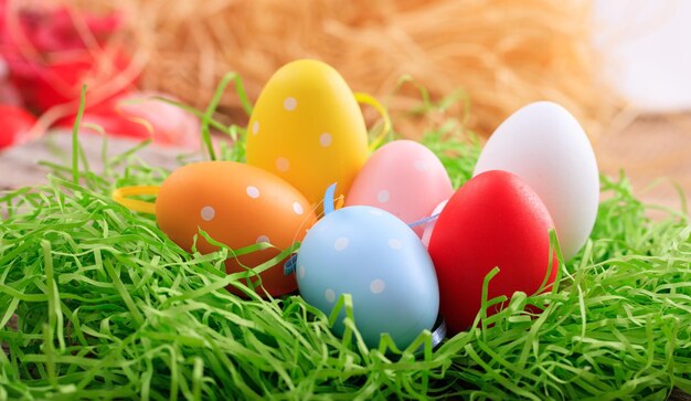 Easter eggs on grass