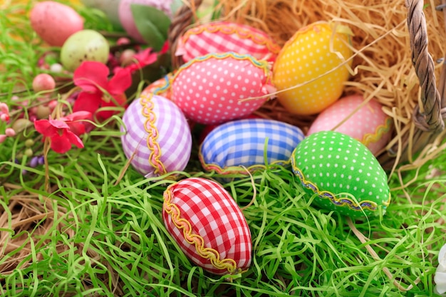 Easter eggs on grass