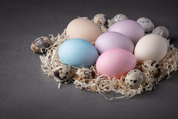 Easter eggs on a gray background