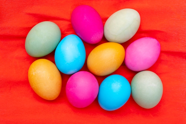 Easter eggs - greeting card of traditional Christian holiday.