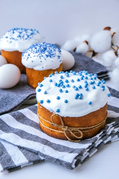 Easter eggs Happy Day Bright Easter Orthodox Easter holiday Traditional food Creative stylish trend Homemade easter cake Selective focus