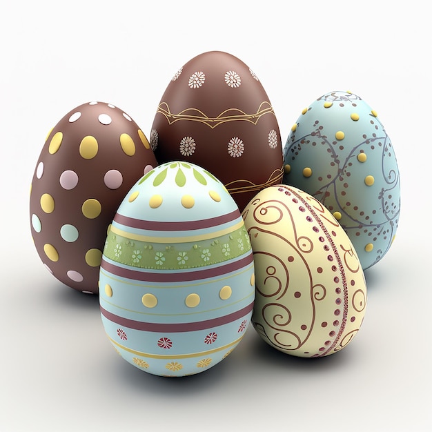 Easter eggs isolate on white background Generative AI