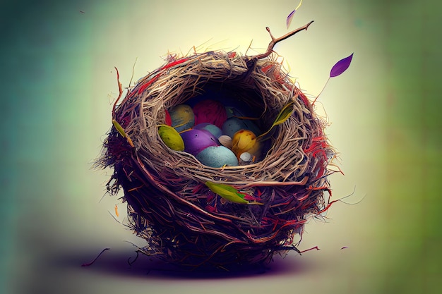 Easter eggs in nest Generative Ai