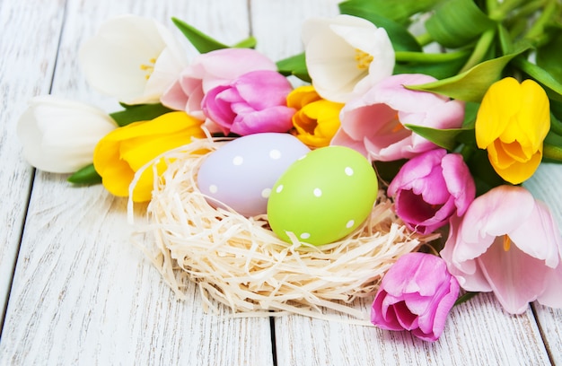 Easter eggs in a nest