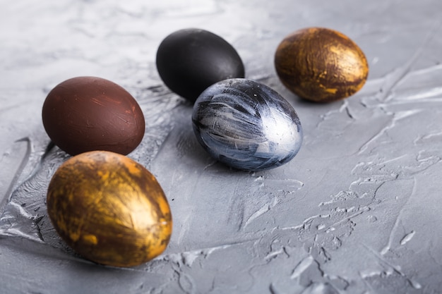 Easter eggs painted in dark colors