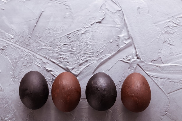 Easter eggs painted in dark colors