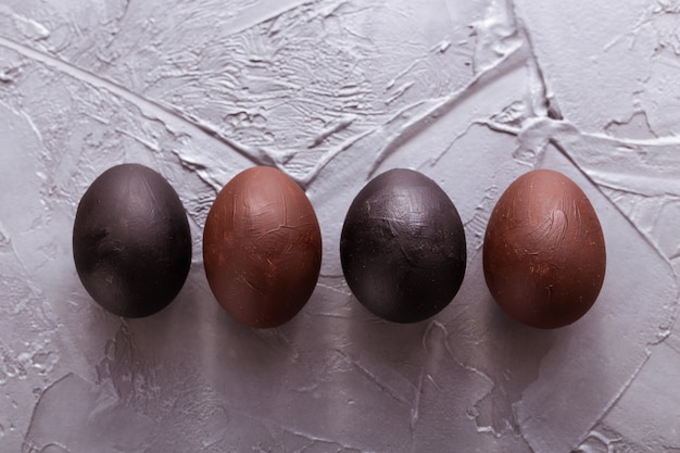 Easter eggs painted in dark colors