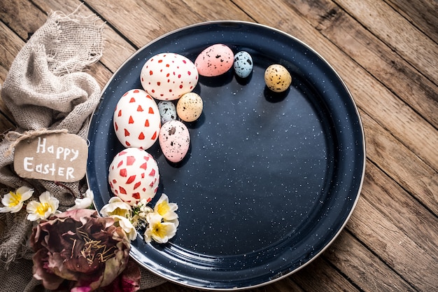 Easter eggs on a plate