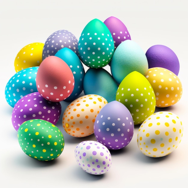 Easter eggs presented on a pristine white background generative ai