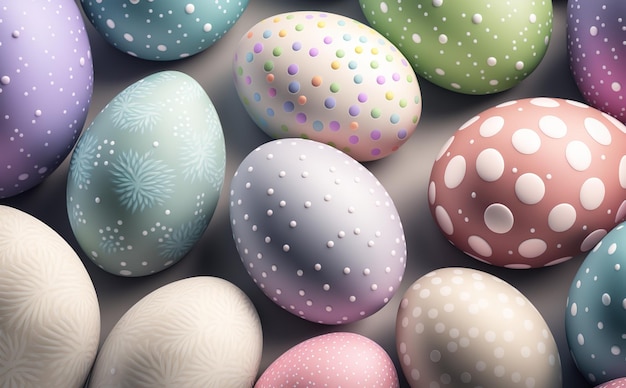 Easter eggs seamless background in pale colors