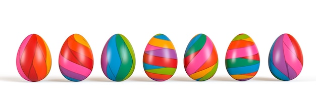 Easter eggs set, collection isolated. 3D rendering.