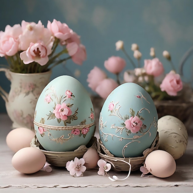 Easter eggs in shabby chic style