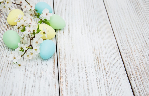 Easter eggs and spring  blossom