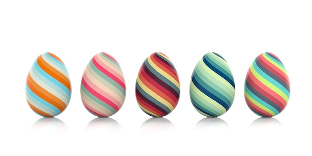 Easter eggs on white background 3d illustration