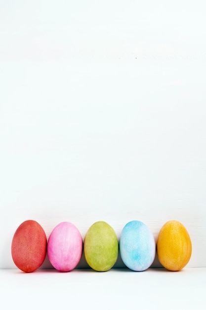 Easter eggs on white background Happy Easter design template