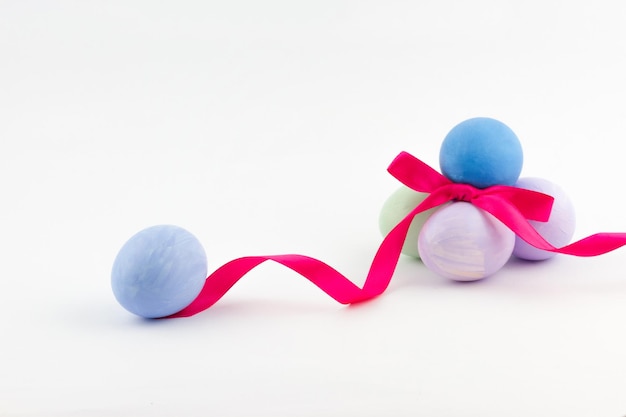 Easter eggs with ribbon