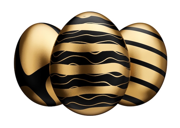 Easter gold egg three 3d illustration