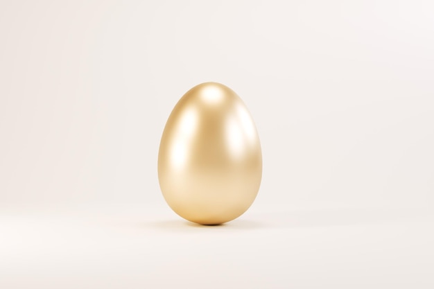 Easter golden glitter egg on white background minimal easter concept happy easter card with copy spa