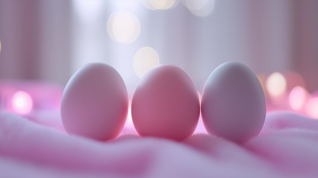 Easter greeting background with pink Easter eggs