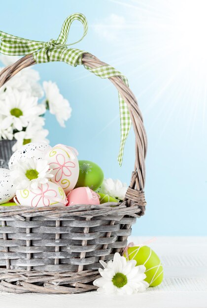 Easter greeting card with easter eggs