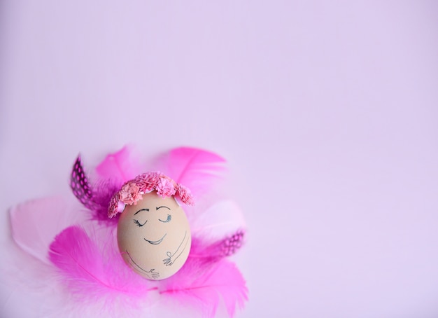 Easter holiday concept with cute handmade egg. 