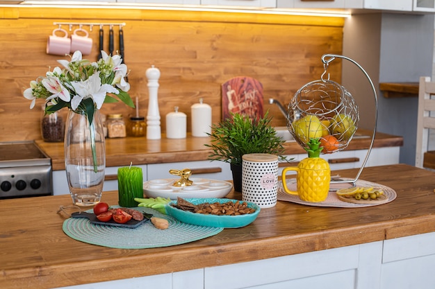 Easter kitchen with food on counter