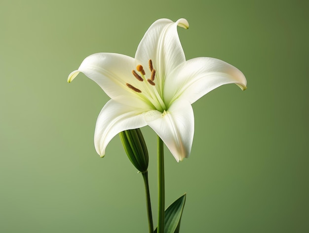 Easter lily flower in springtime on a green background