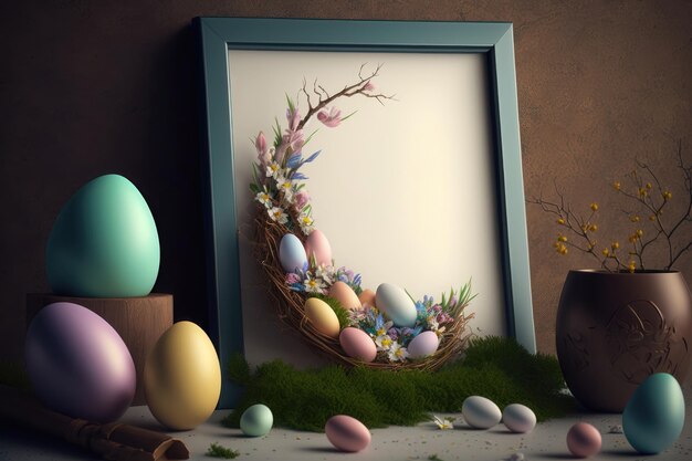 Easter mockup Frame with a blank space Generation AI