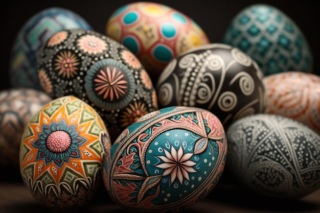 Easter painted eggs Generative AI