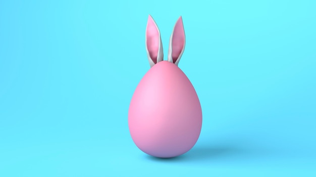 Easter Pink Egg with bunny ears 3d render