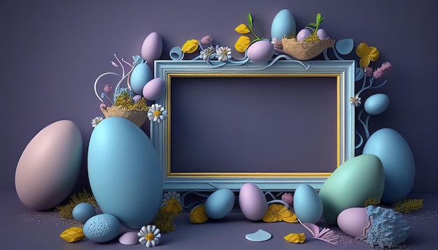 Easter poster background template with Easter Generative AI