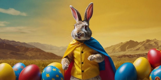 easter rabbit using superhero wear