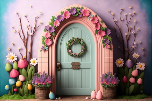 easter scene for a photography studio background for easter celebration Generative AI