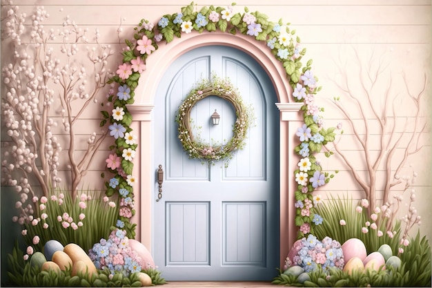 easter scene for a photography studio background for easter celebration Generative AI