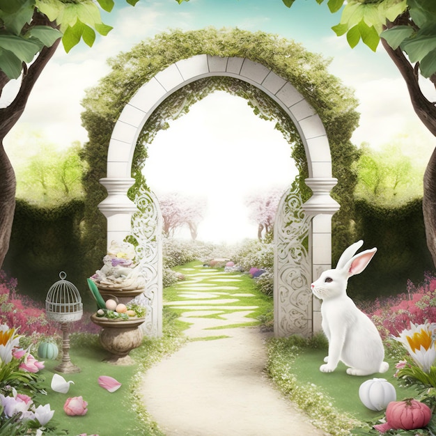 easter scene for a photography studio background for easter celebration Generative AI