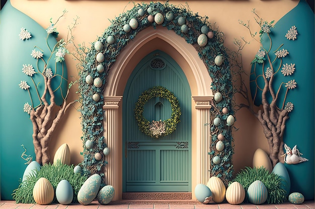 easter scene for a photography studio background for easter celebration Generative AI