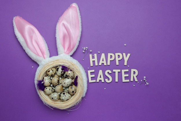 Easter table on purple table